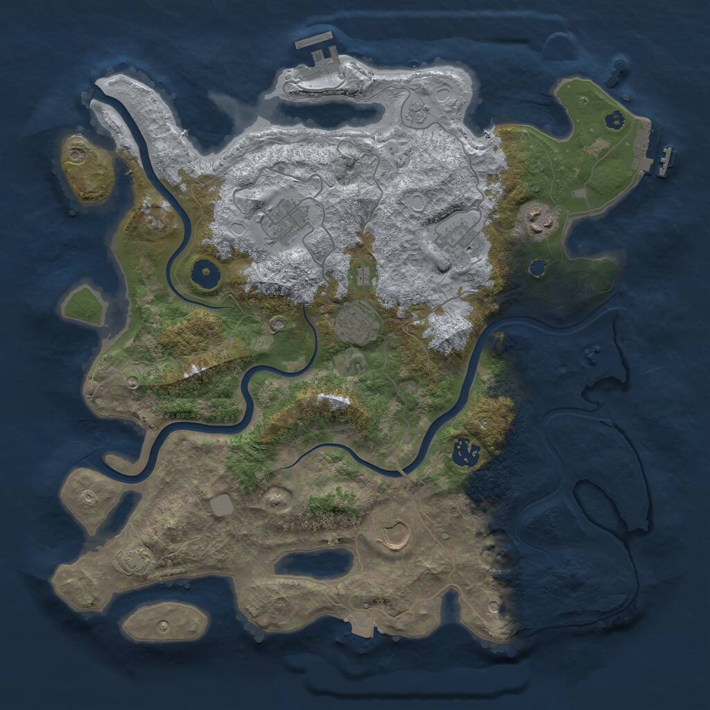 Rust Map: Procedural Map, Size: 3750, Seed: 12234216, 12 Monuments