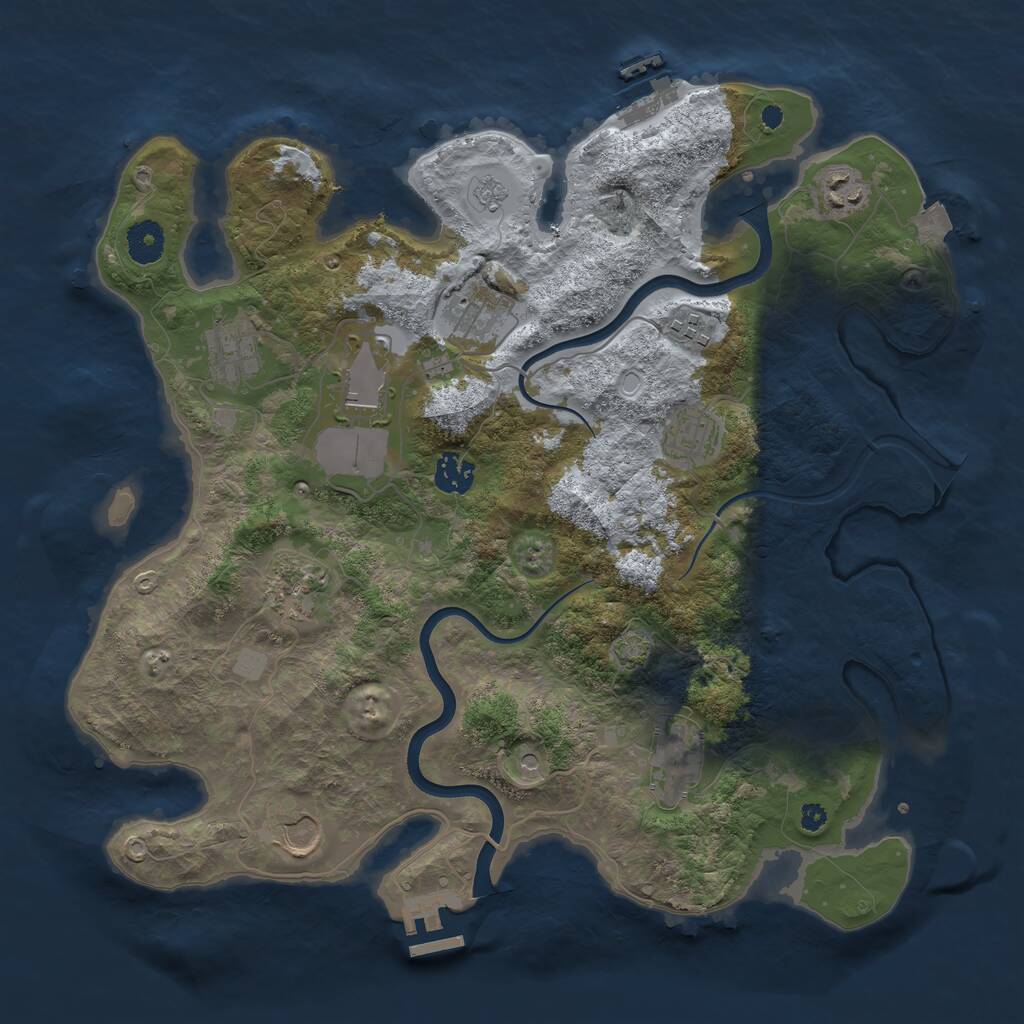 Rust Map: Procedural Map, Size: 3750, Seed: 1310747621, 16 Monuments
