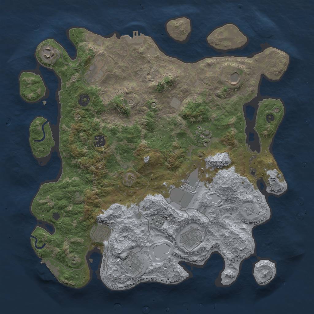 Rust Map: Procedural Map, Size: 3750, Seed: 53242, 17 Monuments