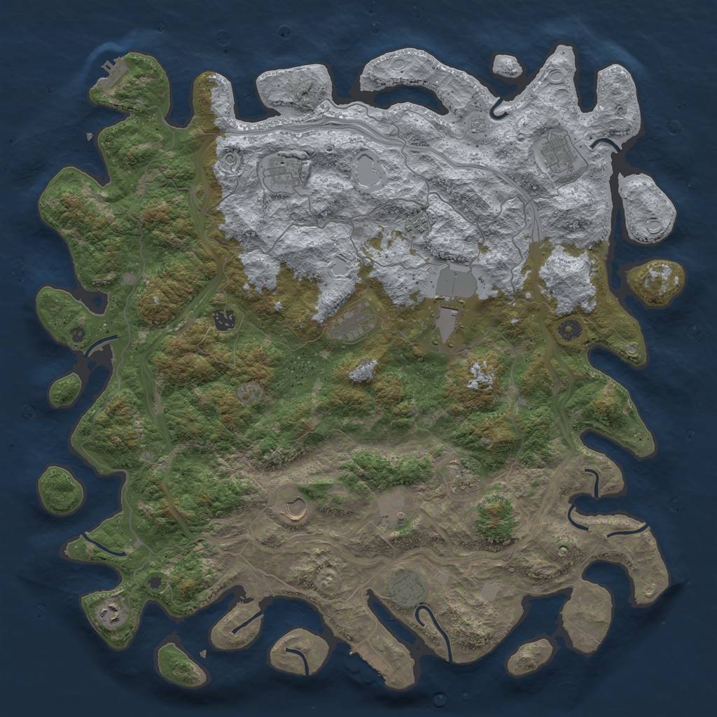 Rust Map: Procedural Map, Size: 4800, Seed: 1293072584, 18 Monuments