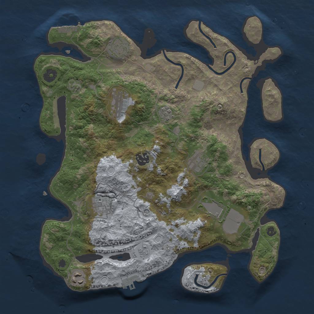 Rust Map: Procedural Map, Size: 3500, Seed: 2029819079, 15 Monuments