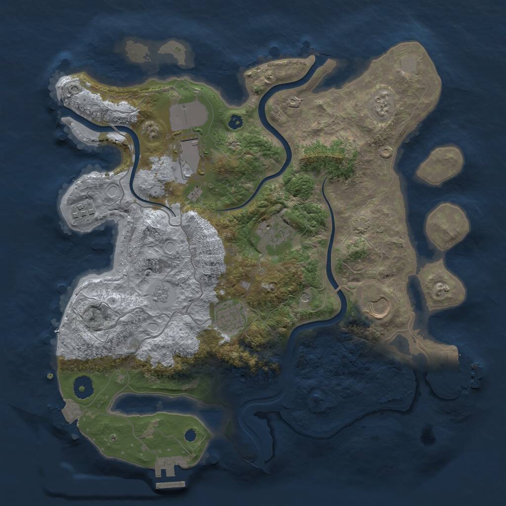 Rust Map: Procedural Map, Size: 3500, Seed: 1835979783, 11 Monuments