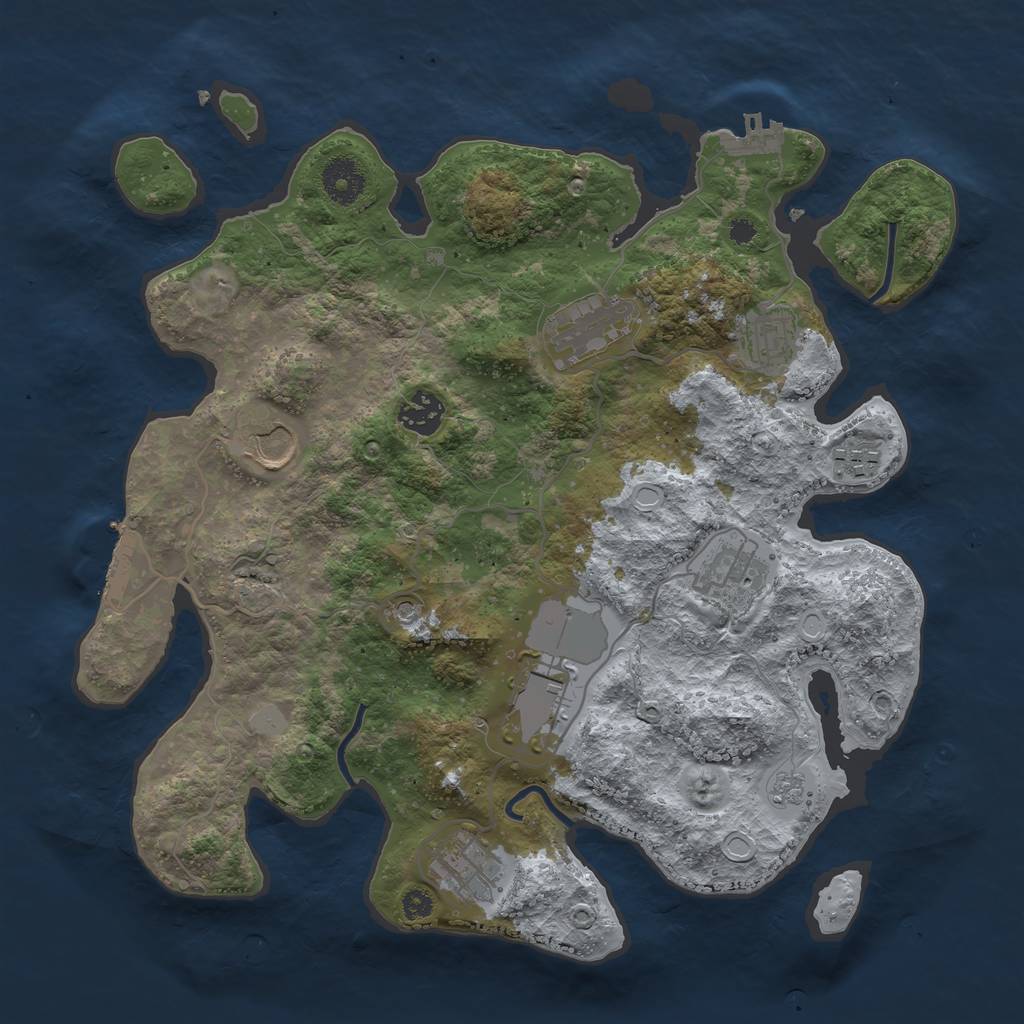 Rust Map: Procedural Map, Size: 3500, Seed: 12341, 15 Monuments