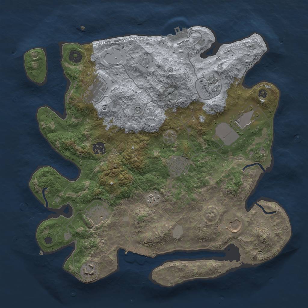 Rust Map: Procedural Map, Size: 3500, Seed: 519023511, 16 Monuments