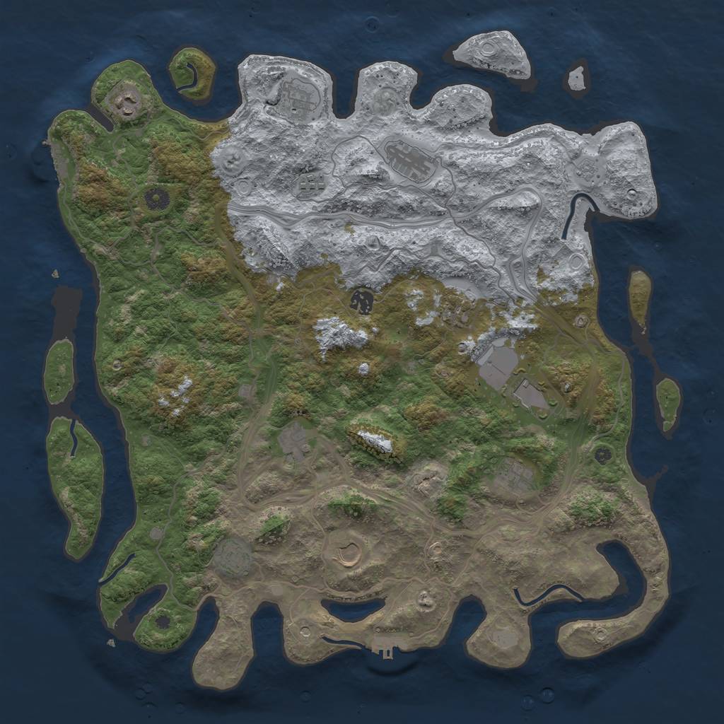 Rust Map: Procedural Map, Size: 4500, Seed: 456983247, 18 Monuments