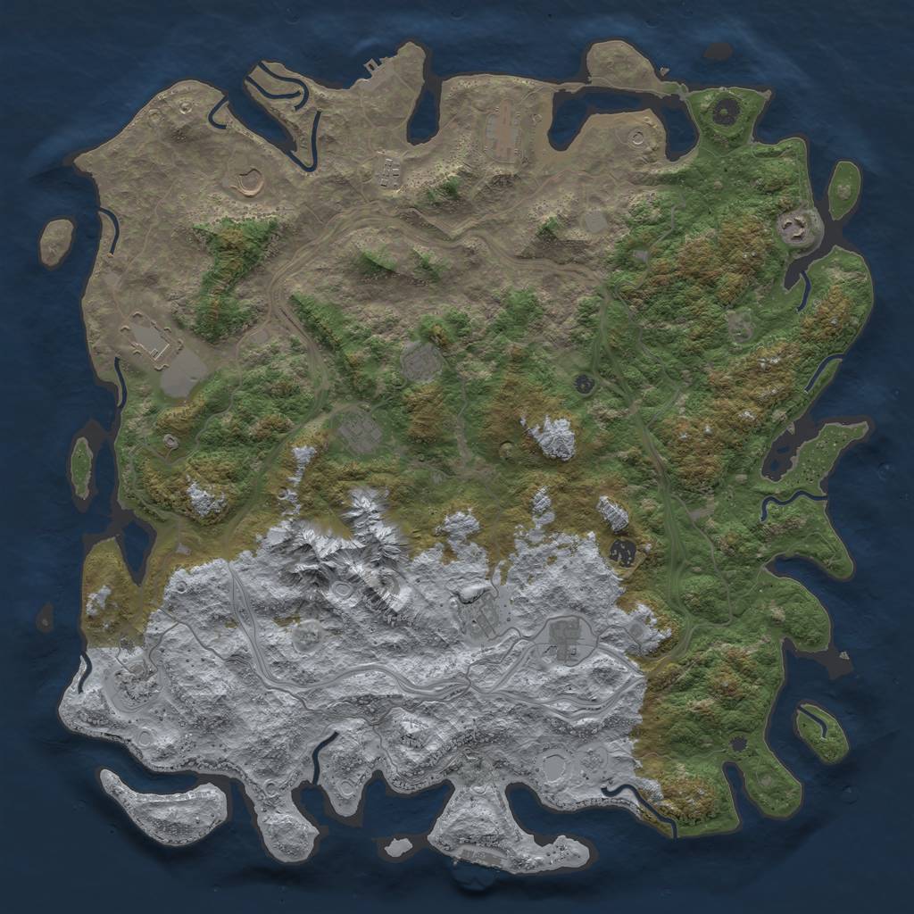 Rust Map: Procedural Map, Size: 5000, Seed: 11111111, 18 Monuments