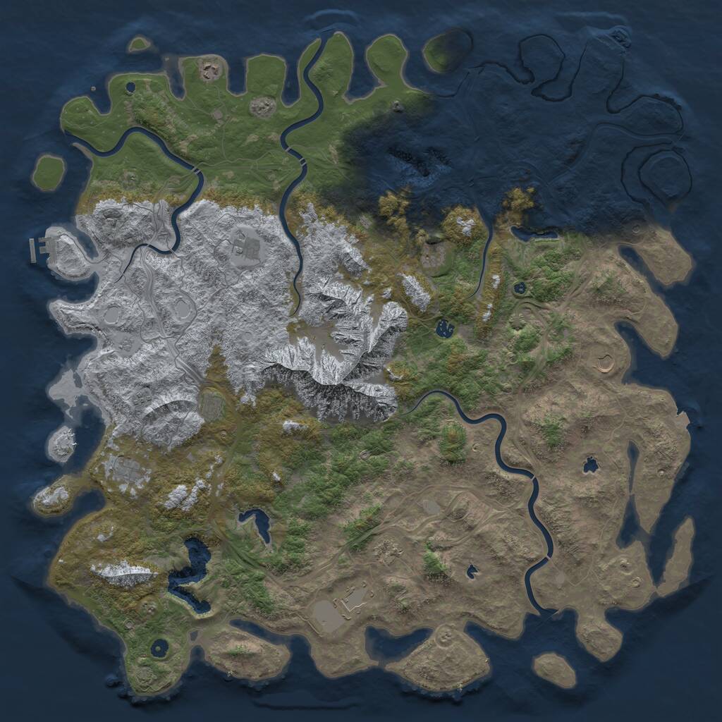 Rust Map: Procedural Map, Size: 6000, Seed: 499309022, 16 Monuments