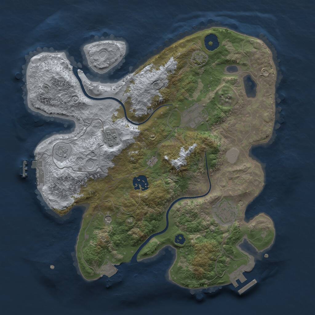 Rust Map: Procedural Map, Size: 3000, Seed: 602982, 10 Monuments
