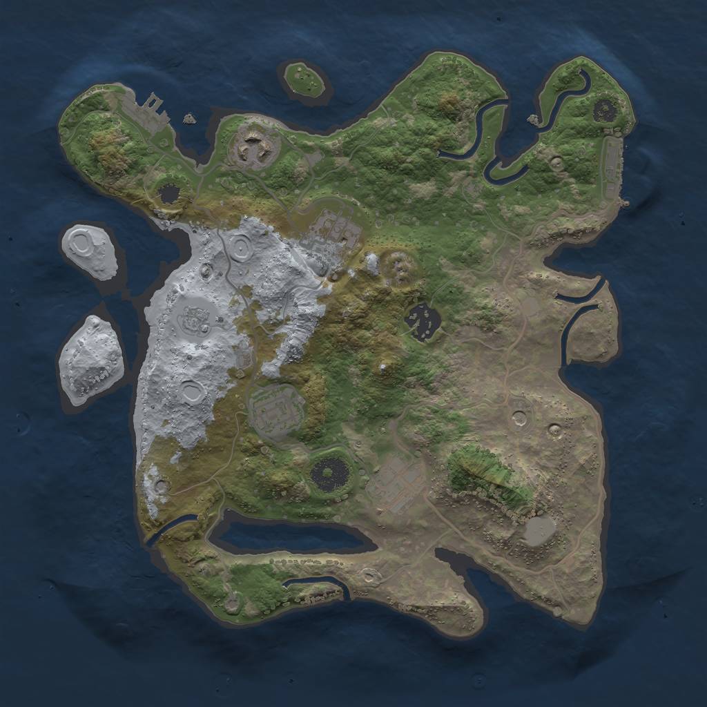 Rust Map: Procedural Map, Size: 3000, Seed: 3463274, 12 Monuments