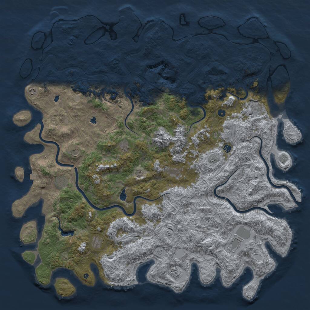 Rust Map: Procedural Map, Size: 6000, Seed: 214032164, 16 Monuments