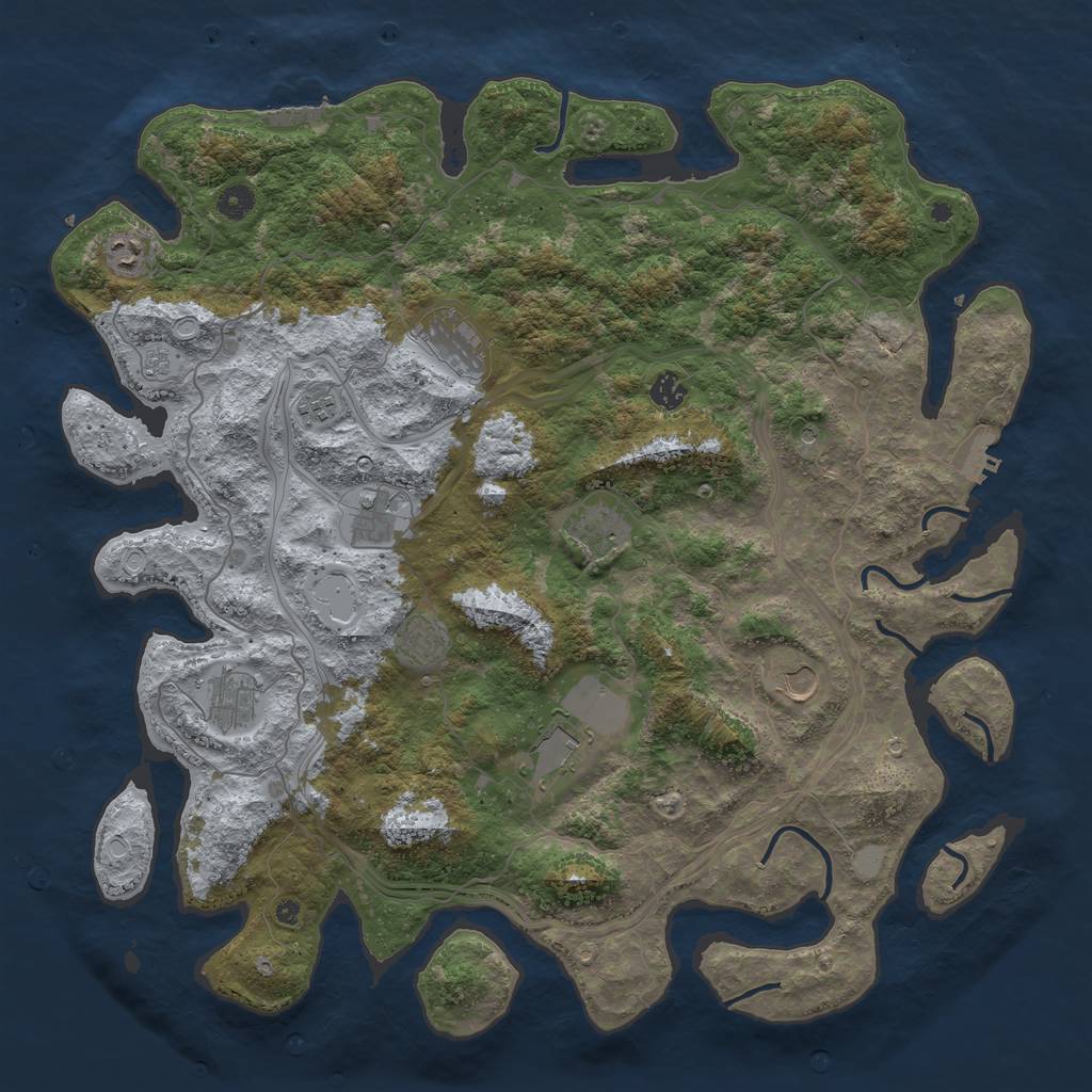 Rust Map: Procedural Map, Size: 4600, Seed: 18011990, 17 Monuments