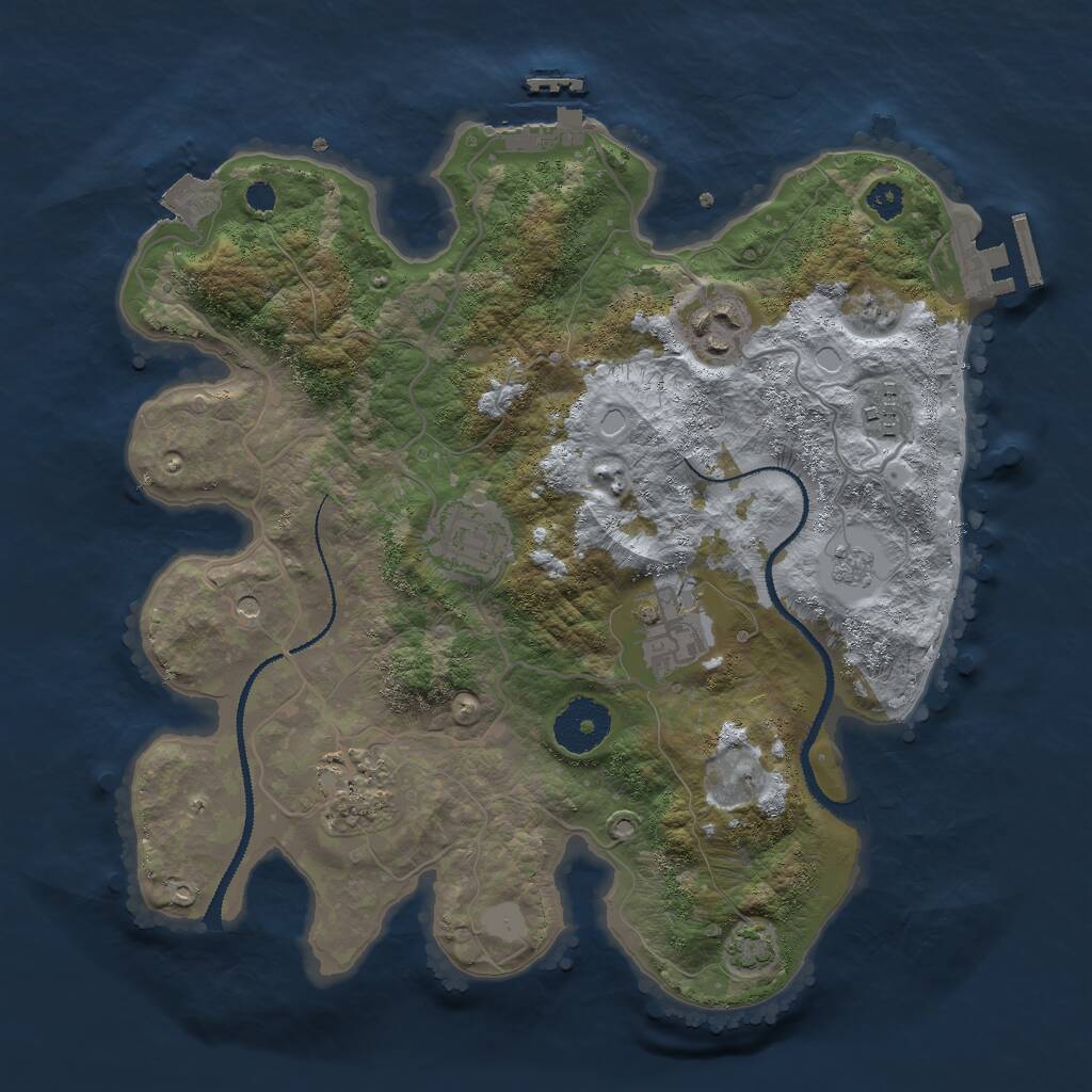 Rust Map: Procedural Map, Size: 3000, Seed: 1244792316, 11 Monuments