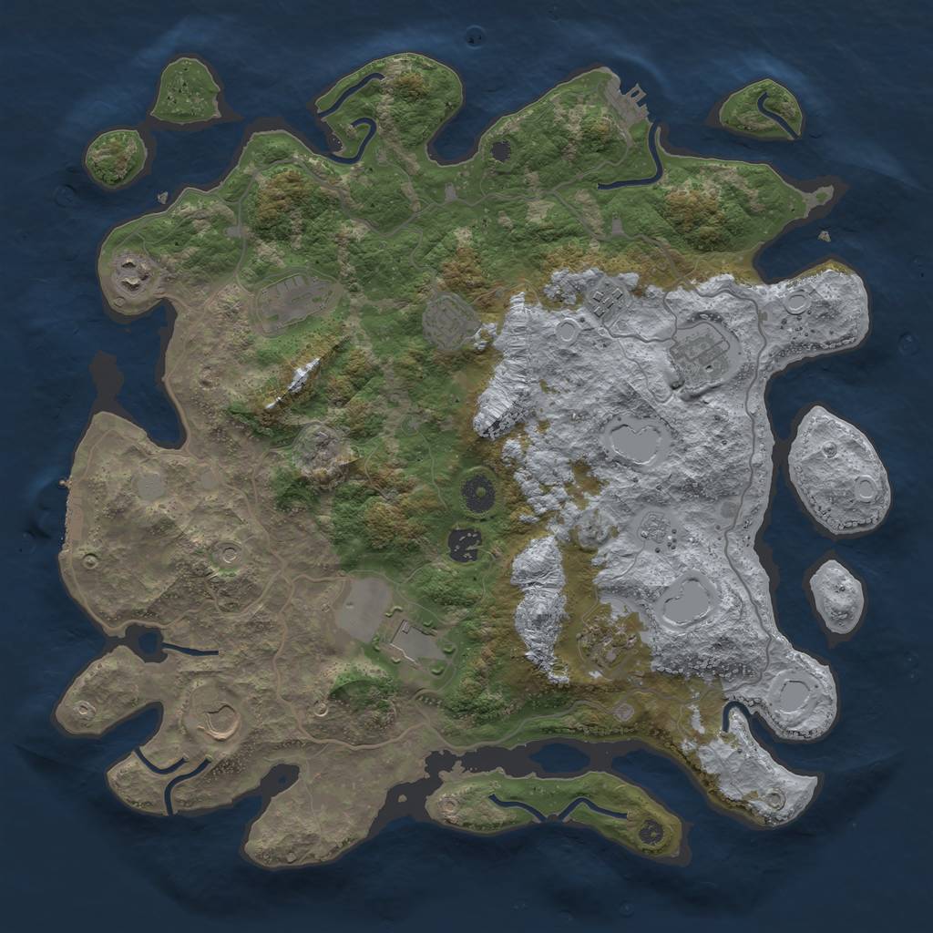 Rust Map: Procedural Map, Size: 4000, Seed: 10086564, 16 Monuments