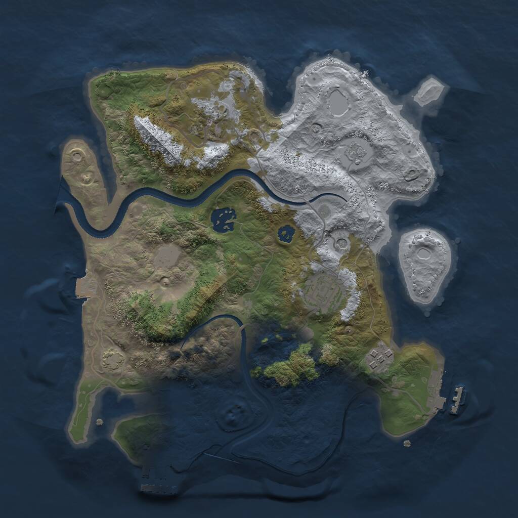 Rust Map: Procedural Map, Size: 3000, Seed: 463457, 10 Monuments