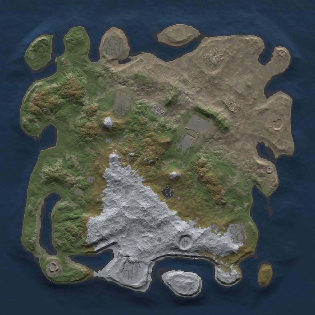 Rust Map: Barren, Size: 4000, Seed: 27367, 13 Monuments