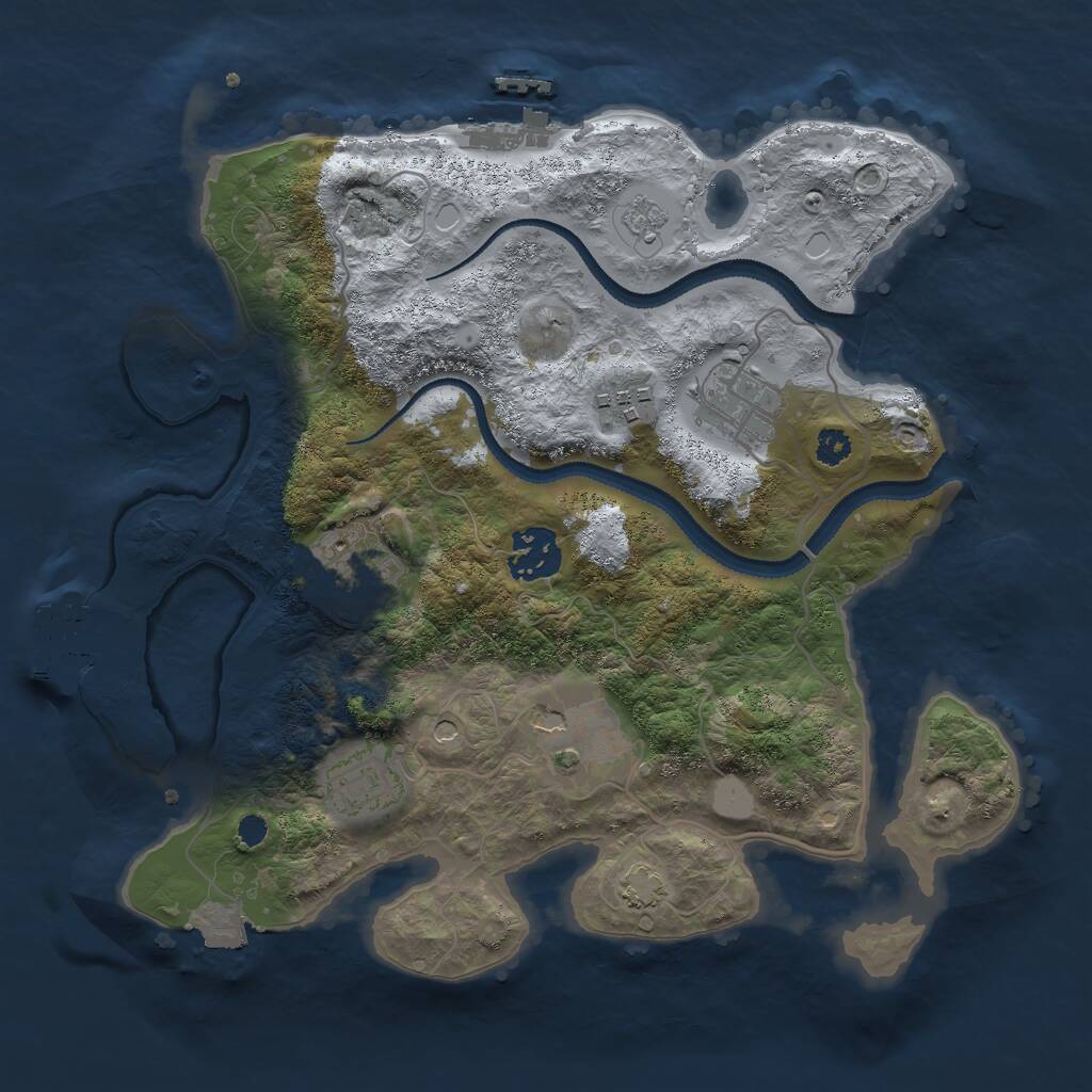 Rust Map: Procedural Map, Size: 3000, Seed: 2062036530, 12 Monuments