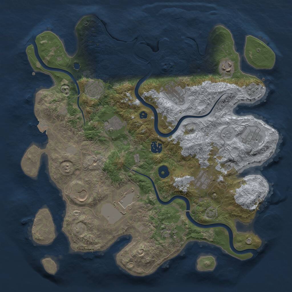 Rust Map: Procedural Map, Size: 3700, Seed: 22370154, 16 Monuments