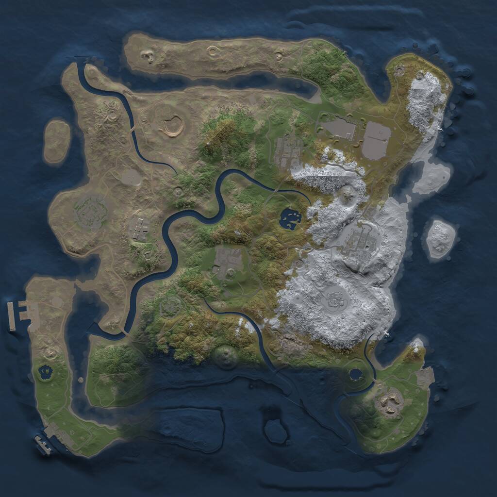 Rust Map: Procedural Map, Size: 3500, Seed: 166166765, 15 Monuments