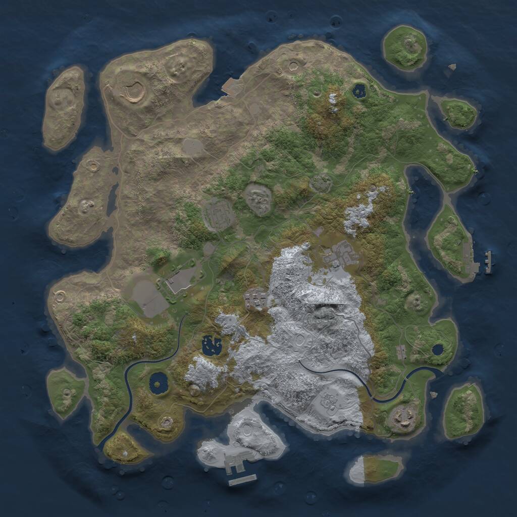 Rust Map: Procedural Map, Size: 3700, Seed: 625903214, 13 Monuments