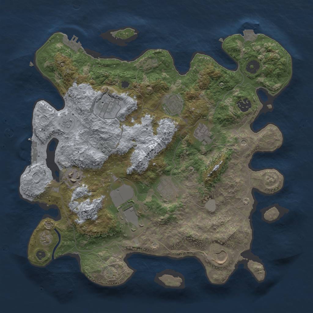 Rust Map: Procedural Map, Size: 3500, Seed: 787741172, 17 Monuments