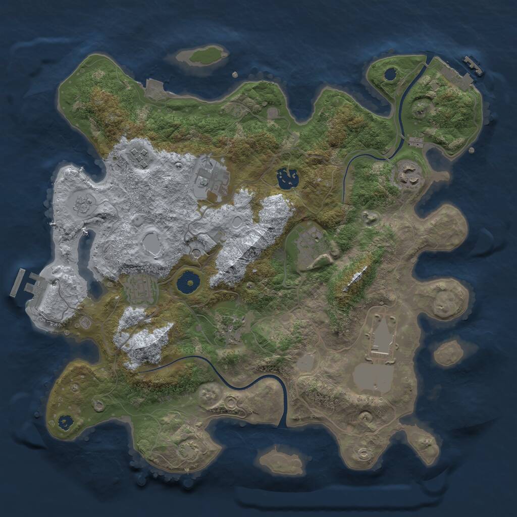 Rust Map: Procedural Map, Size: 3500, Seed: 787741172, 14 Monuments