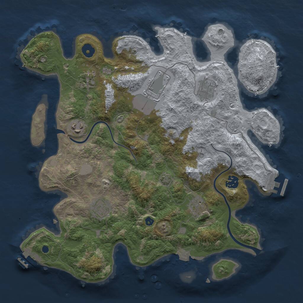 Rust Map: Procedural Map, Size: 3500, Seed: 1564675, 13 Monuments
