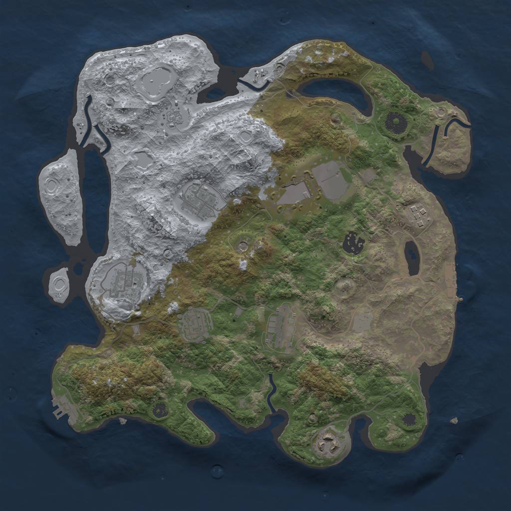 Rust Map: Procedural Map, Size: 3500, Seed: 734895, 15 Monuments