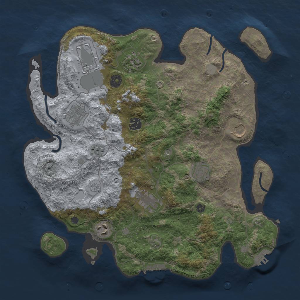 Rust Map: Procedural Map, Size: 3500, Seed: 1279870400, 16 Monuments