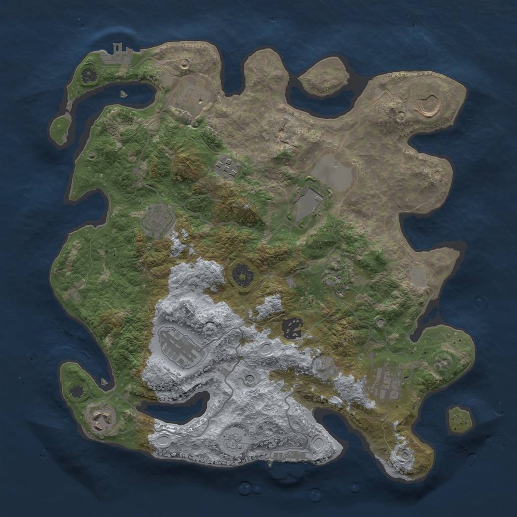 Rust Map: Procedural Map, Size: 3500, Seed: 1034528867, 17 Monuments