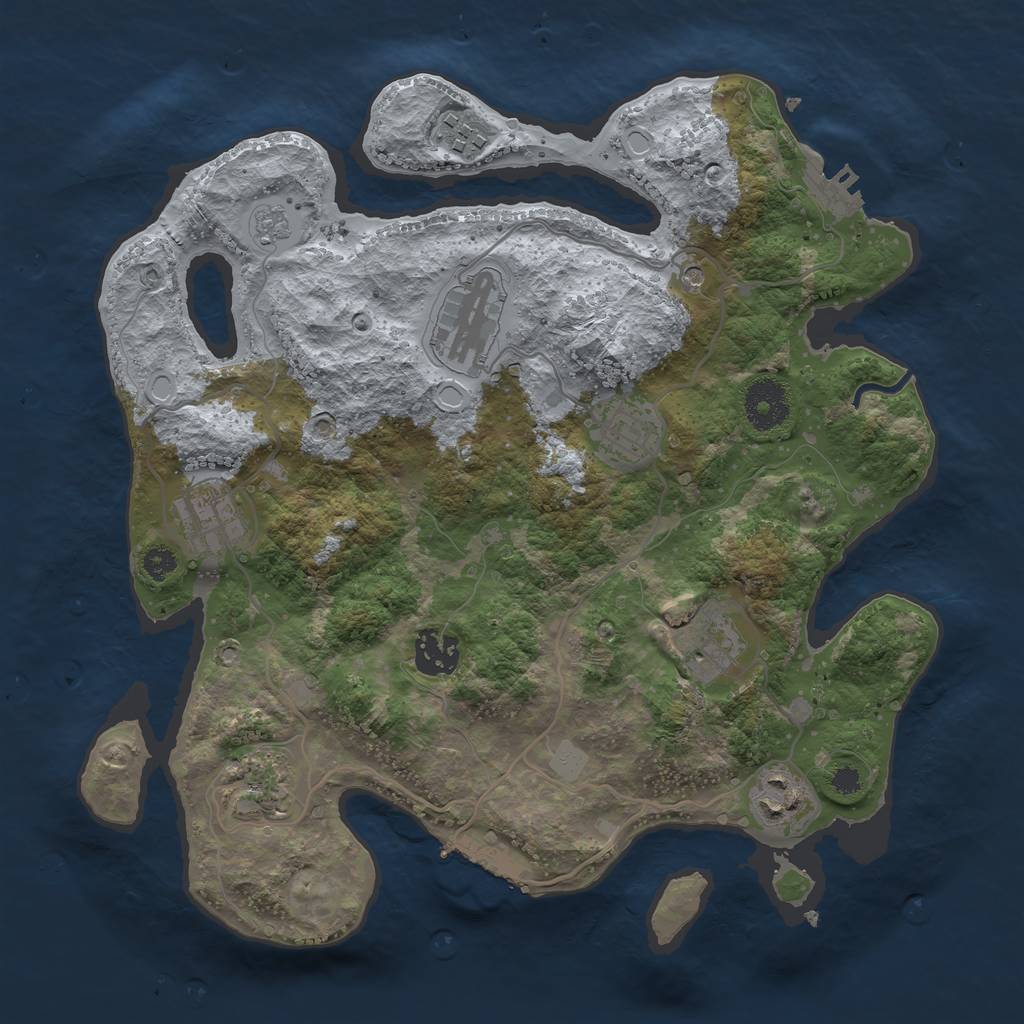Rust Map: Procedural Map, Size: 3250, Seed: 1941493025, 15 Monuments