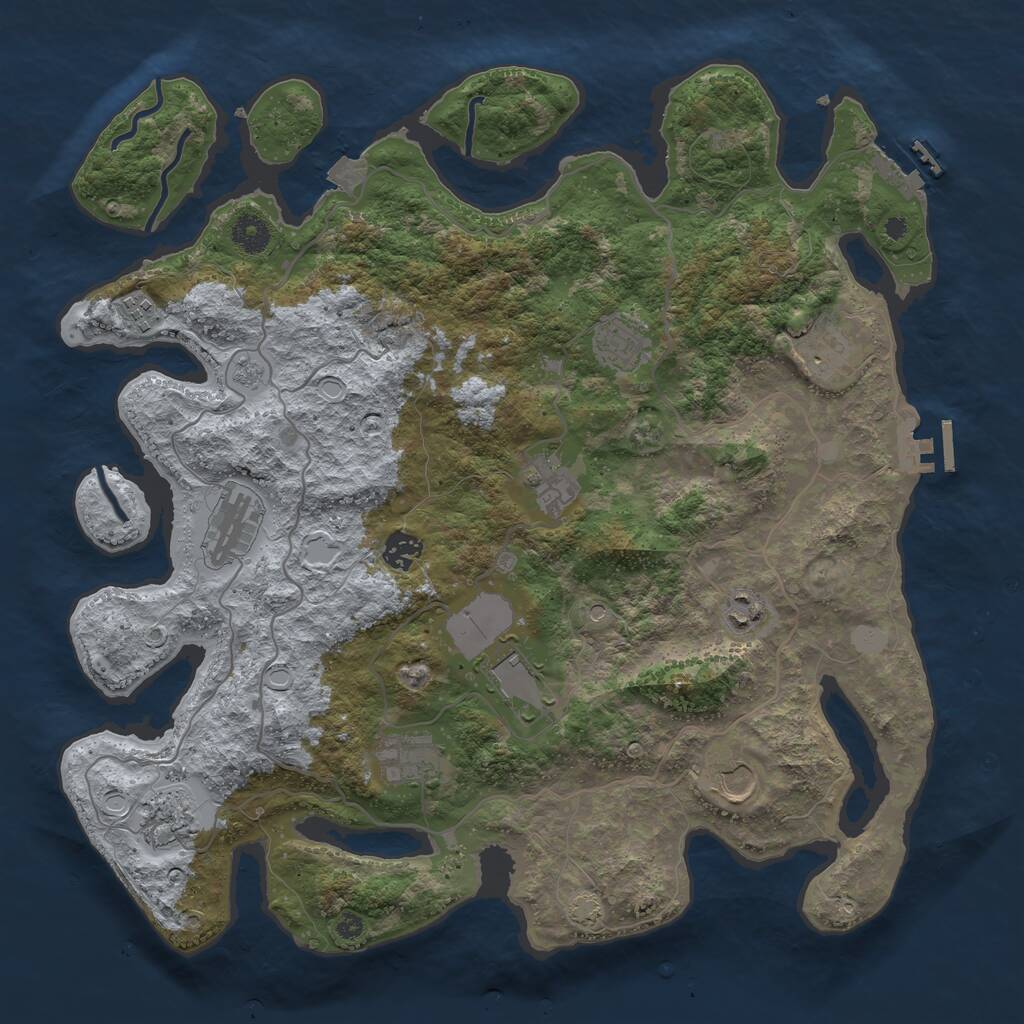 Rust Map: Procedural Map, Size: 4000, Seed: 990224, 17 Monuments