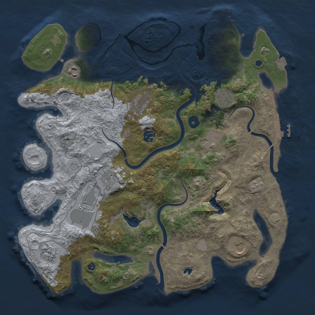 Rust Map: Procedural Map, Size: 4000, Seed: 990224, 16 Monuments