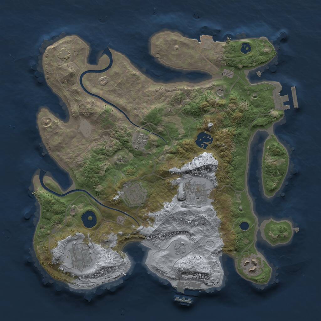 Rust Map: Procedural Map, Size: 3000, Seed: 1100906867, 12 Monuments