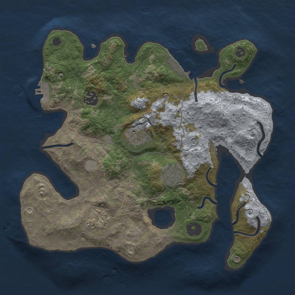 Rust Map: Procedural Map, Size: 3000, Seed: 1126810587, 11 Monuments