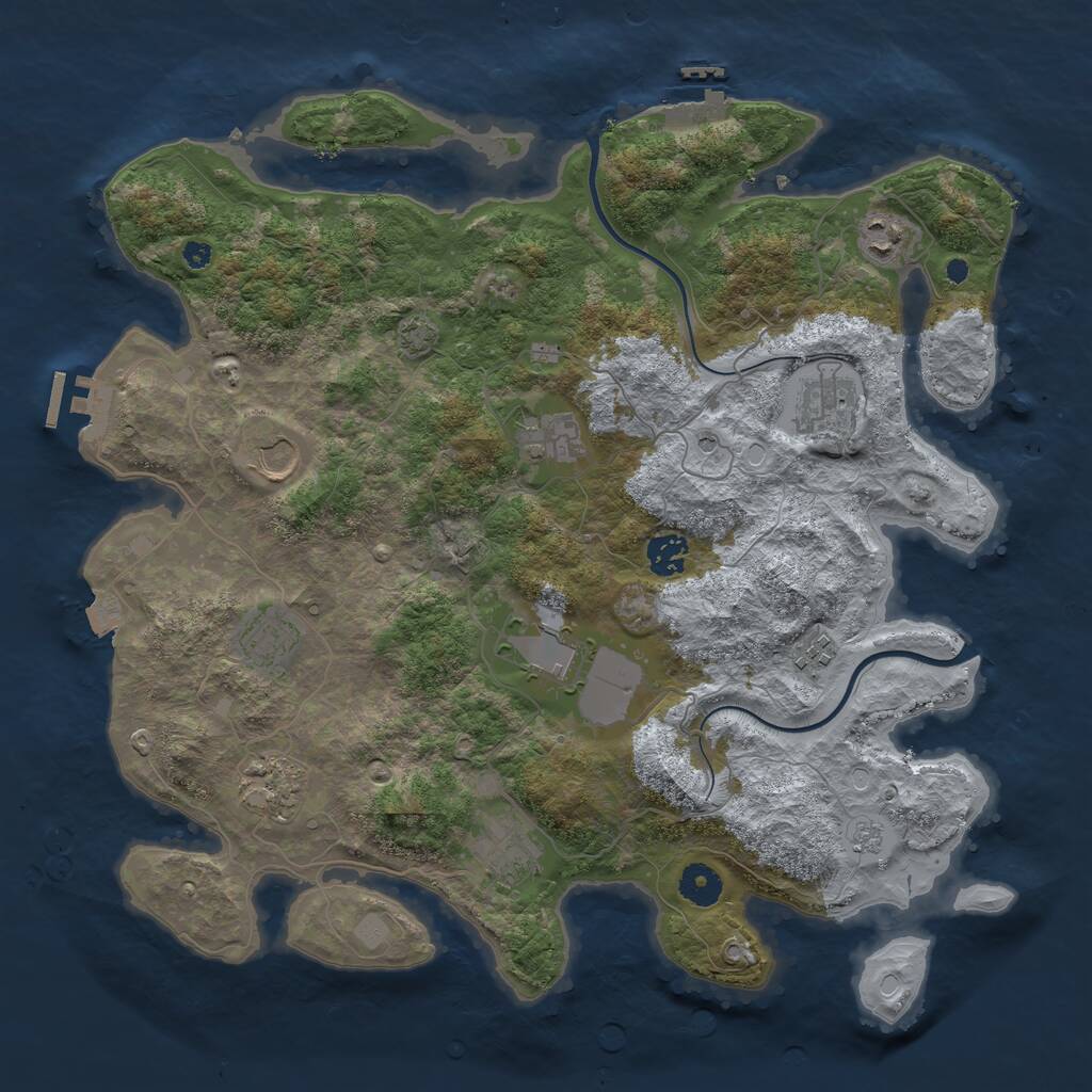 Rust Map: Procedural Map, Size: 3900, Seed: 67851373, 16 Monuments