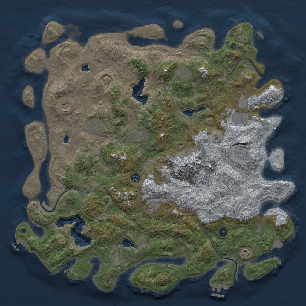 Rust Map: Procedural Map, Size: 5000, Seed: 391544271, 16 Monuments