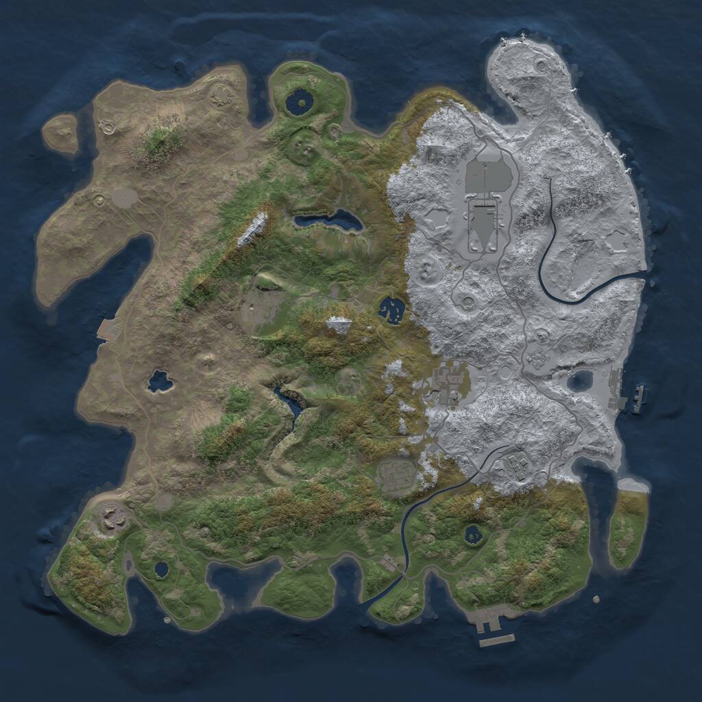 Rust Map: Procedural Map, Size: 4000, Seed: 225279502, 13 Monuments