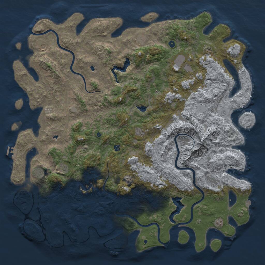 Rust Map: Procedural Map, Size: 6000, Seed: 836150780, 17 Monuments