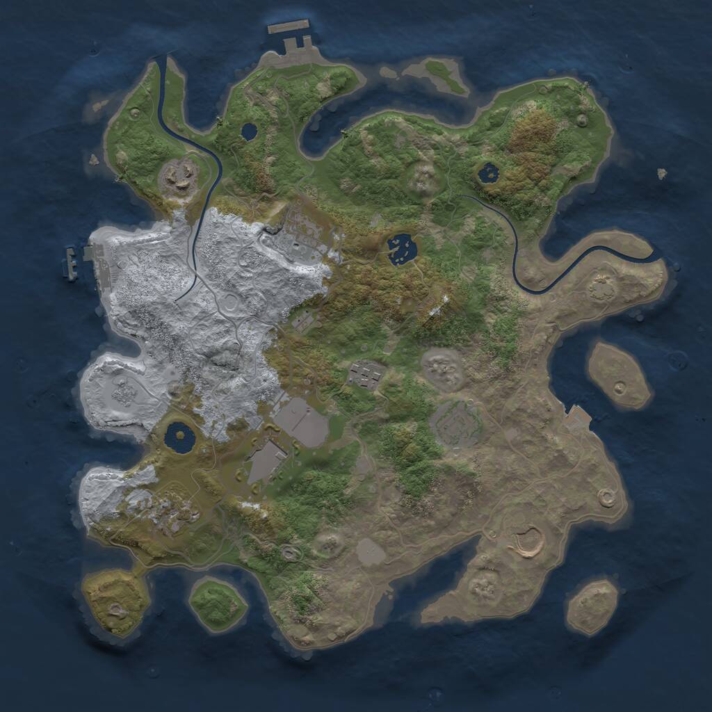 Rust Map: Procedural Map, Size: 3500, Seed: 342658670, 13 Monuments