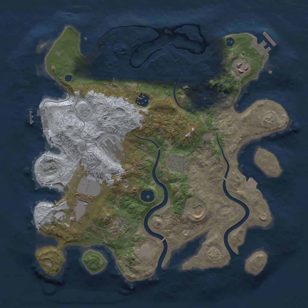 Rust Map: Procedural Map, Size: 3500, Seed: 342658670, 14 Monuments