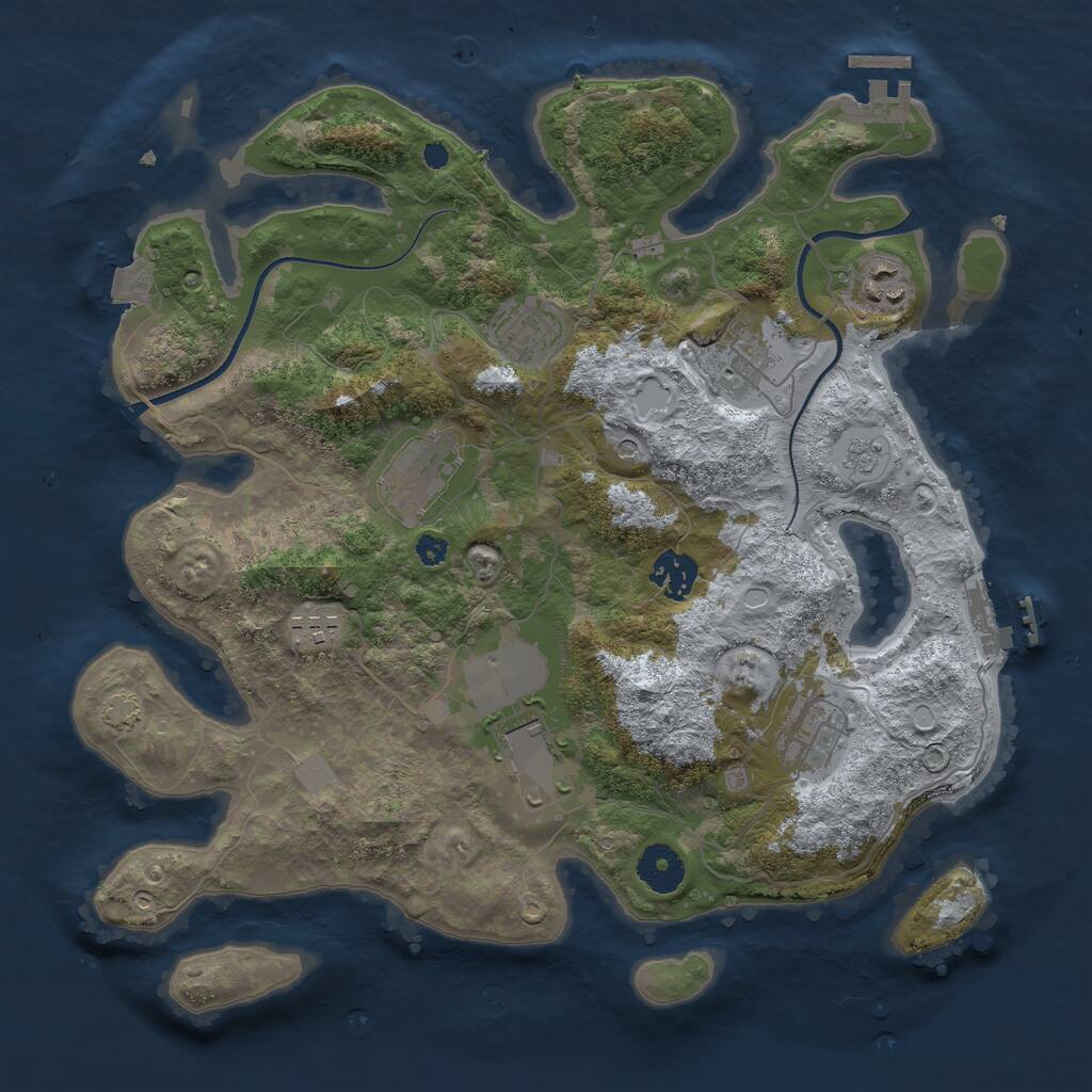 Rust Map: Procedural Map, Size: 3500, Seed: 287522, 14 Monuments