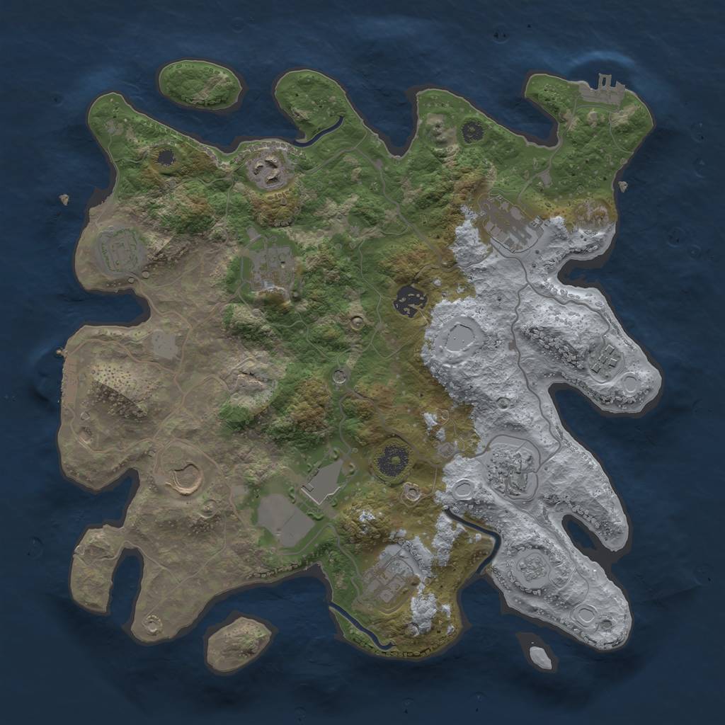 Rust Map: Procedural Map, Size: 3500, Seed: 742607183, 17 Monuments