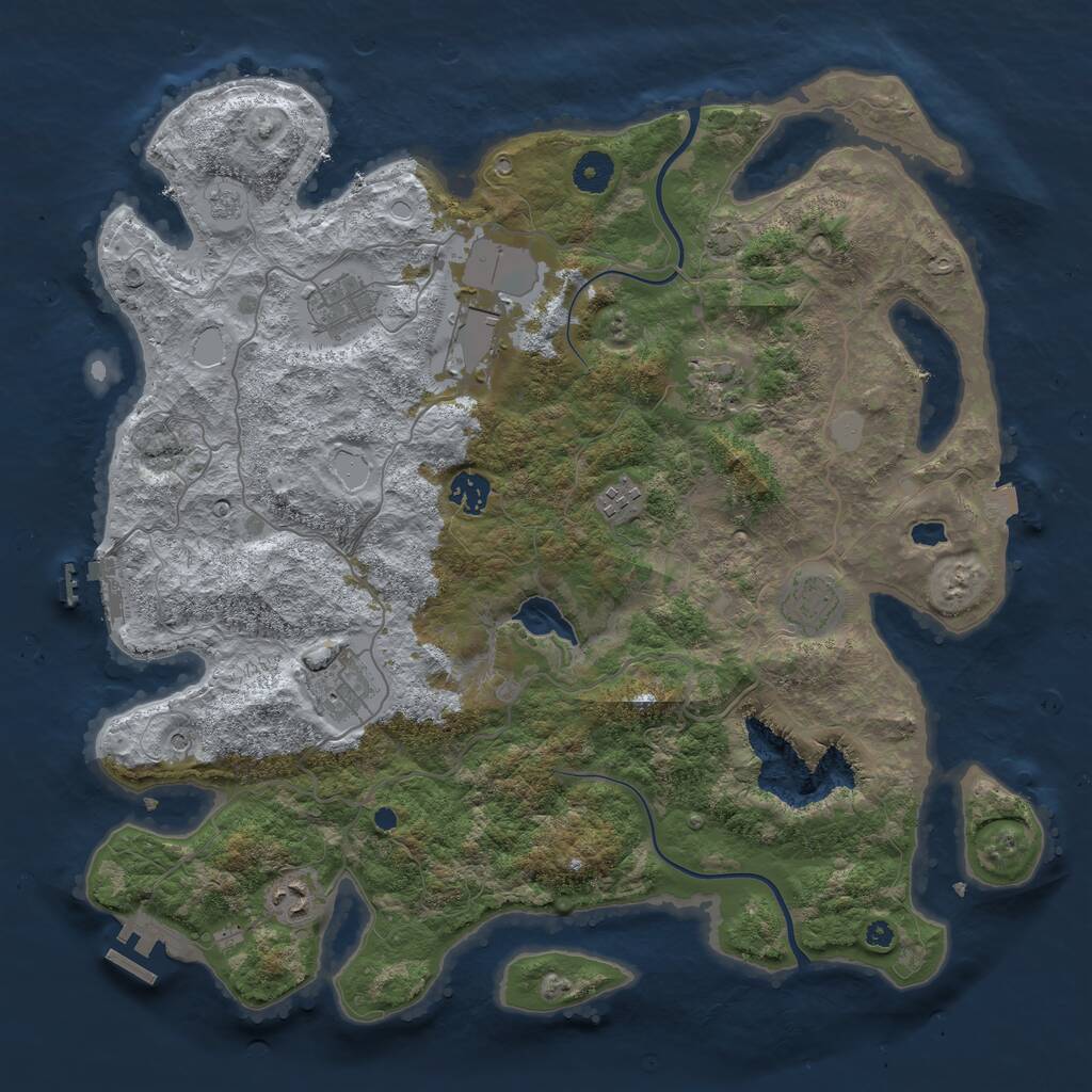 Rust Map: Procedural Map, Size: 4000, Seed: 1021504434, 14 Monuments
