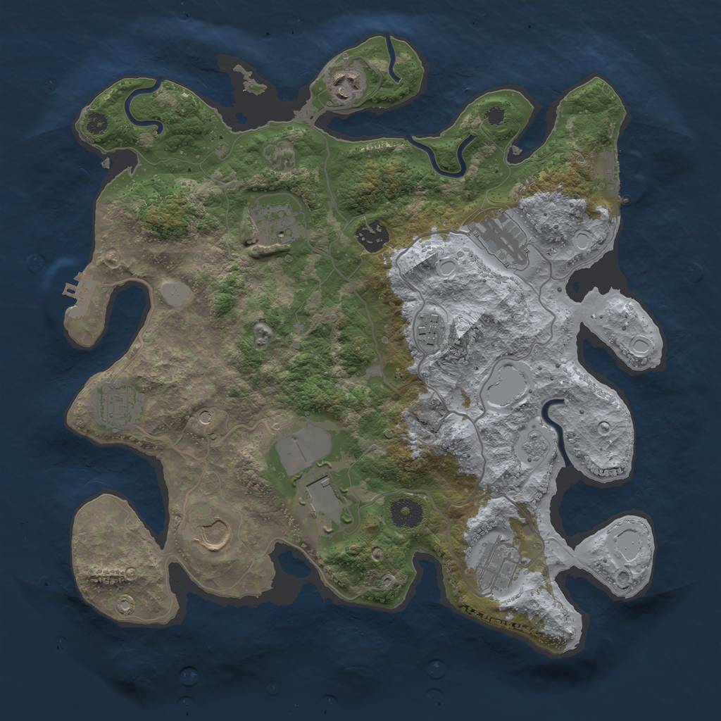 Rust Map: Procedural Map, Size: 3500, Seed: 1352433518, 16 Monuments