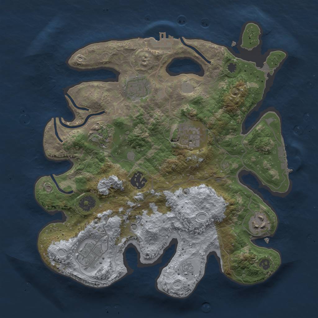 Rust Map: Procedural Map, Size: 3000, Seed: 435943080, 13 Monuments