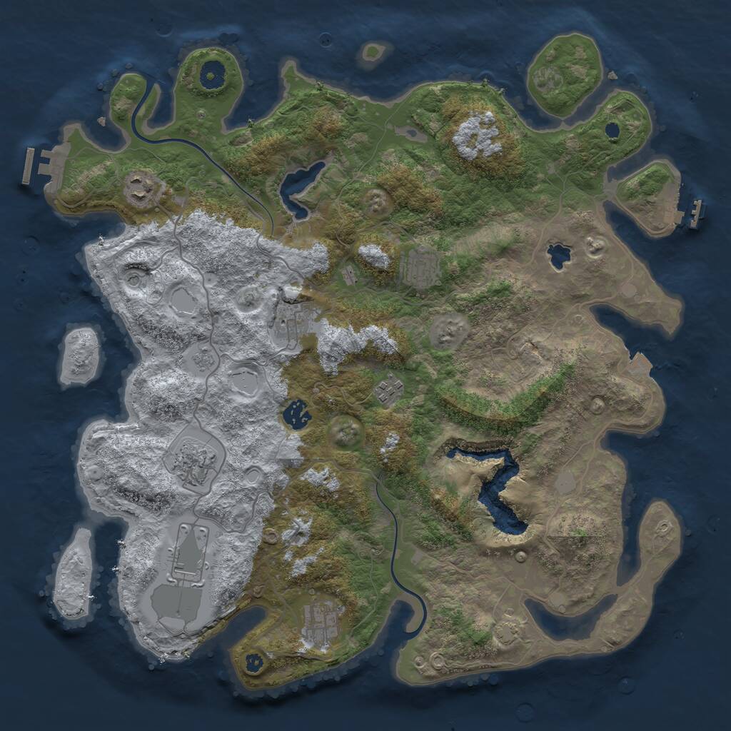 Rust Map: Procedural Map, Size: 4000, Seed: 841122, 14 Monuments