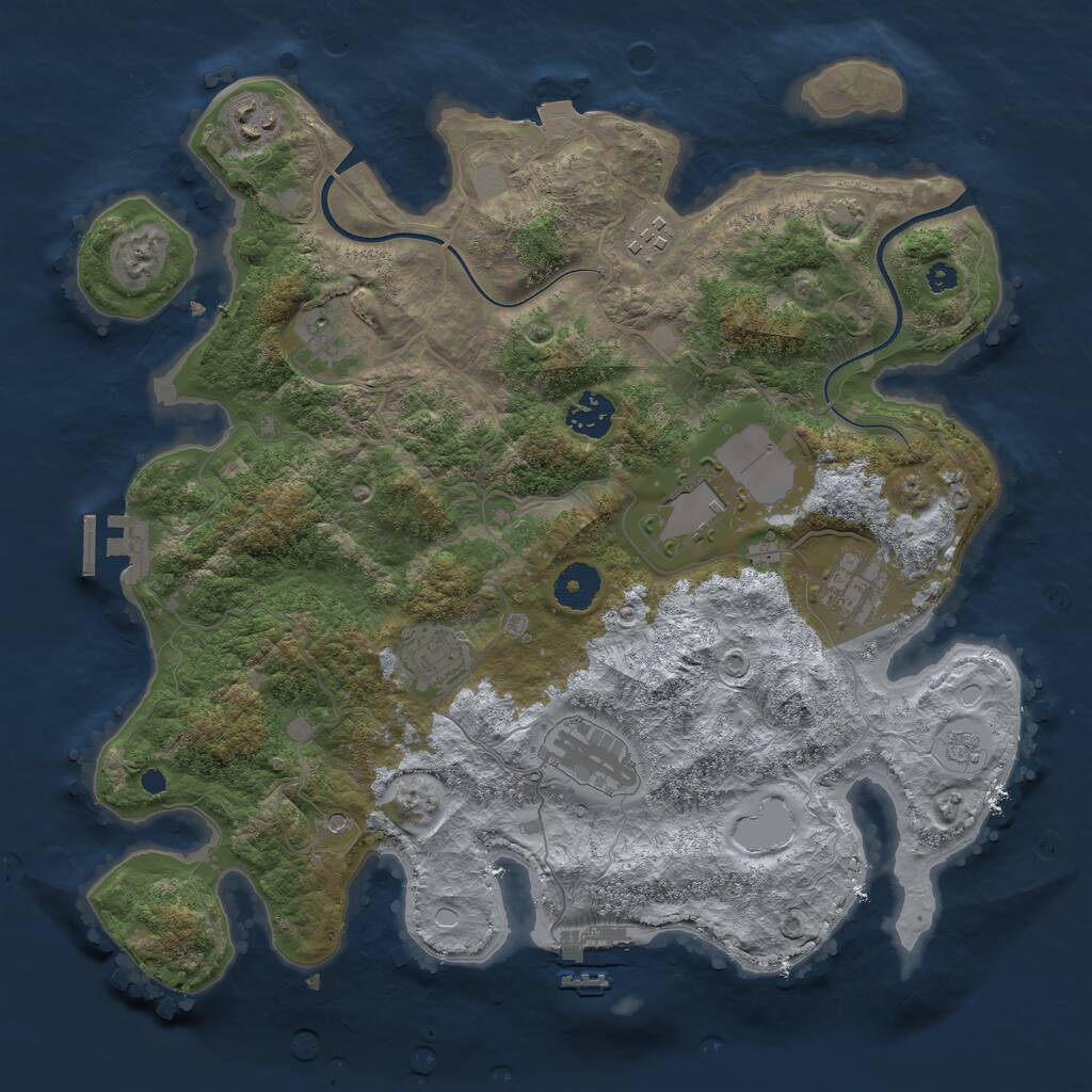 Rust Map: Procedural Map, Size: 3600, Seed: 334949779, 14 Monuments