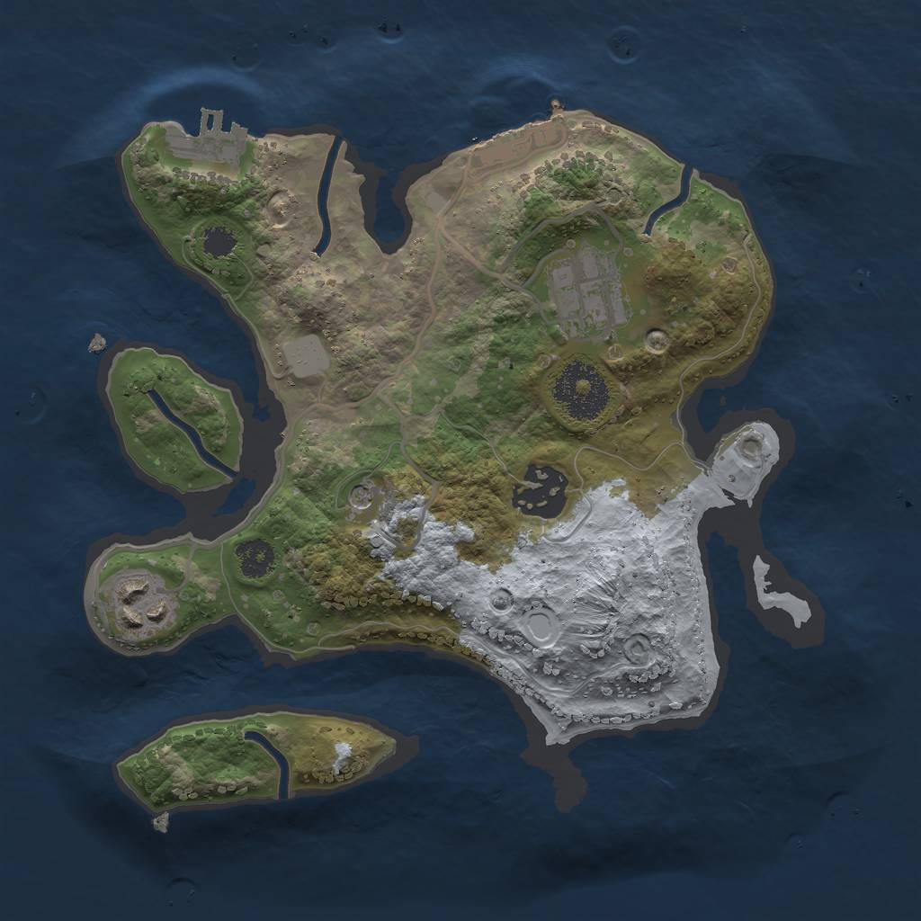 Rust Map: Procedural Map, Size: 2500, Seed: 930164707, 9 Monuments