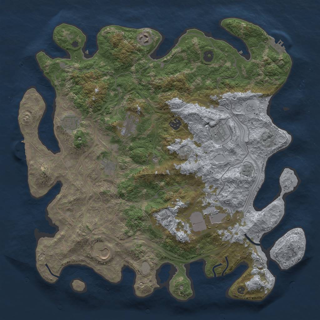 Rust Map: Procedural Map, Size: 4250, Seed: 1110997053, 17 Monuments