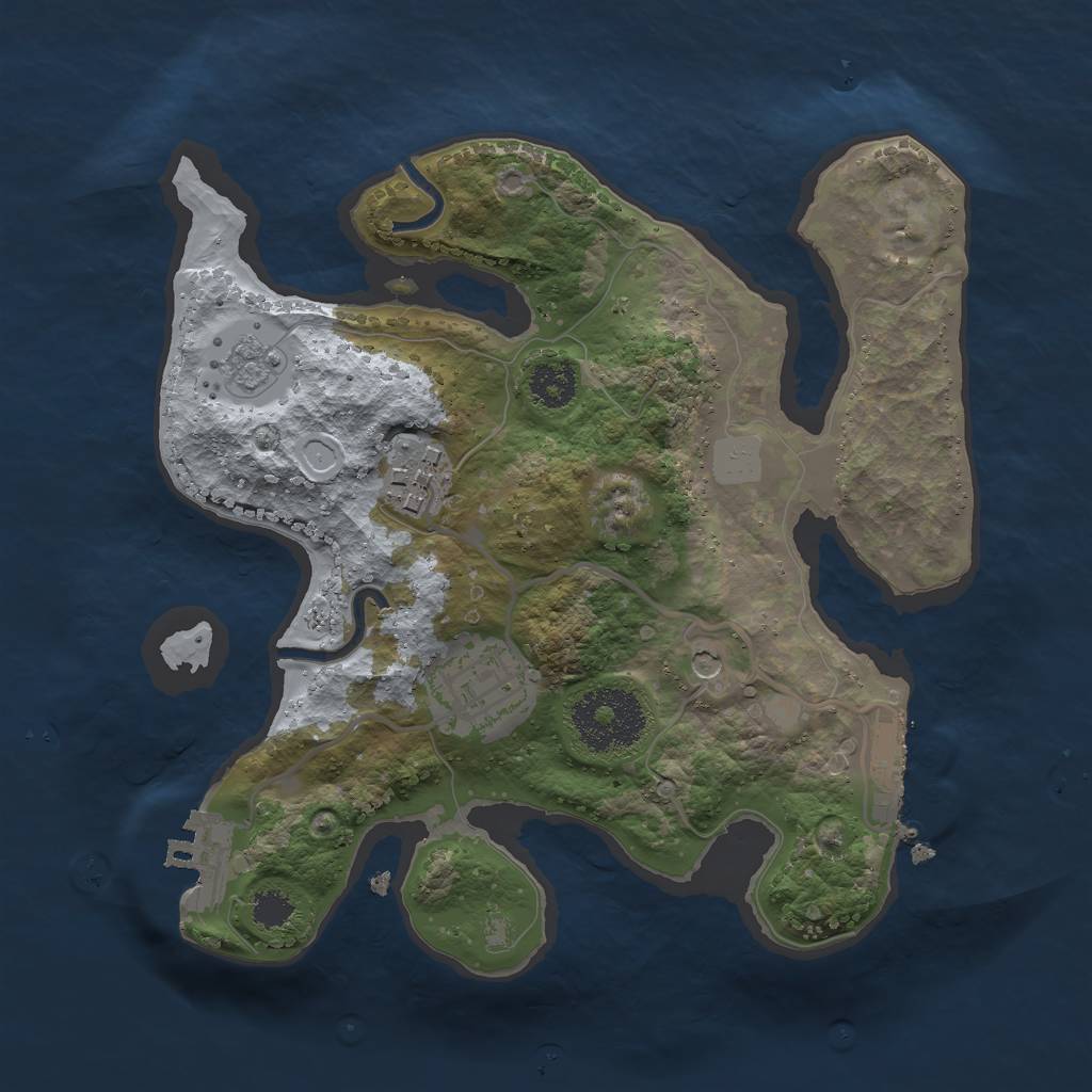 Rust Map: Procedural Map, Size: 2400, Seed: 889106002, 9 Monuments